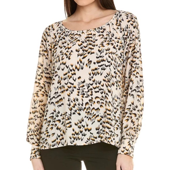 CAbi Tops - Cabi Round Trip Safari Leopard Cream Long Sleeve Women’s Large